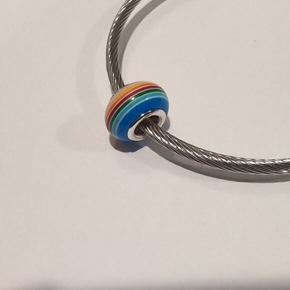 Silver Blue Rainbow Charm for Pandora Style Bracelet - Picture 3 of 4